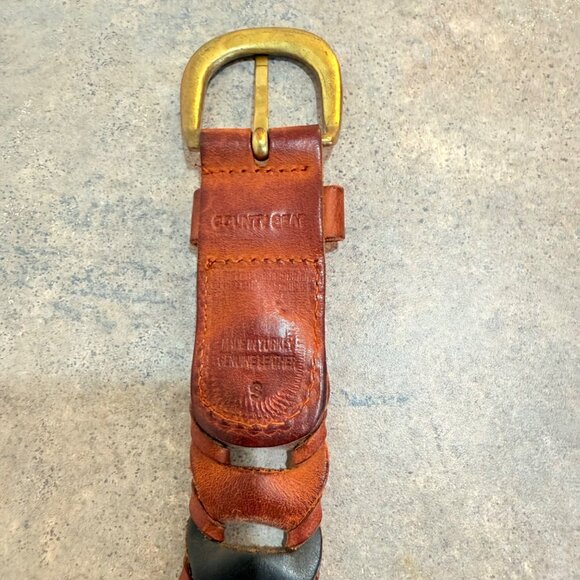County Seat Multicolor Leather Belt Sz S Rustic Link Woven VTG 70s Brass Buckle main image 8